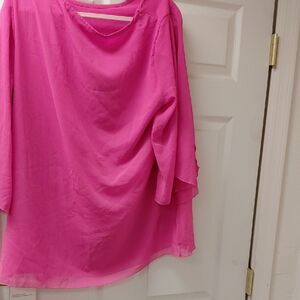 Flowy Hot Pink Chiffon Tunic Top